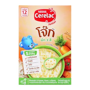 เนสท์เล่ ซีรีแล็ค จูเนียร์ โจ๊กผัก 3 สี อาหารเสริมสำหรับเด็ก 200 ก.