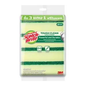 สก๊อตช์-ไบรต์ แผ่นใยขัดพร้อมฟองน้ำ 3 ชิ้น ฟรี 1 ชิ้น