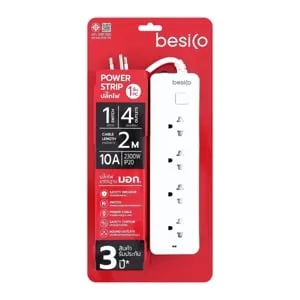 เบสิโค ปลั๊กไฟ 4 ช่อง 1 สวิทช์ ยาว 2 ม.